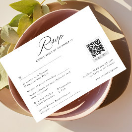 Moderner QR-Code für Minimalistische Hochzeiten in RSVP Karte