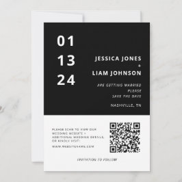 Moderner QR-Code für Minimalistische Hochzeiten in Save The Date