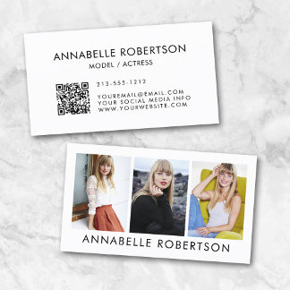 Moderner QR-Code für Modell und Foto 3 Visitenkarte