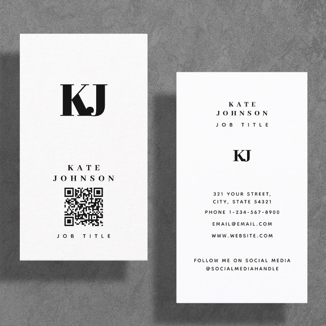 Moderner QR-Code für Solid Monogram Visitenkarte (Von Creator hochgeladen)