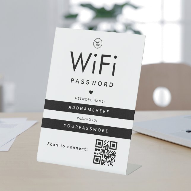 Moderner QR-Code für WiFi-Kennwörter Business-Logo Sockelschild (Von Creator hochgeladen)
