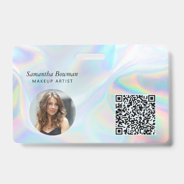 Moderner QR Code Makeup Künstler Mitarbeiter holog Ausweis (Vorderseite)