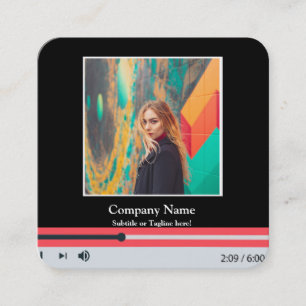 Moderner QR-Code-Musikplayer-Song-Playlist-Foto Quadratische Visitenkarte