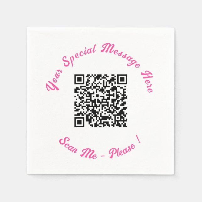 Moderner QR Code Napkins mit Ihrem Sondertext Serviette (Vorderseite)