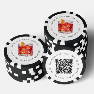 Moderner QR Code Negroni Drink Gutschein Pokerchips