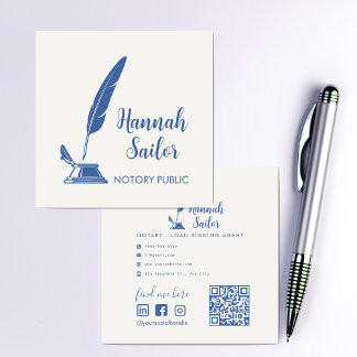 Moderner QR-Code Notary Public Loan Signing Agent Quadratische Visitenkarte
