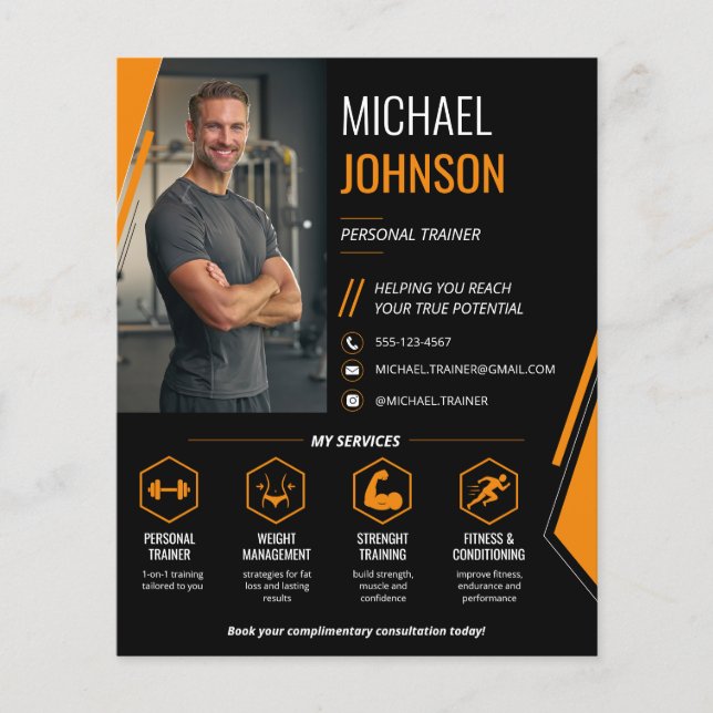 Moderner QR-Code-Personal-Trainer für Fotos Flyer (Vorne)