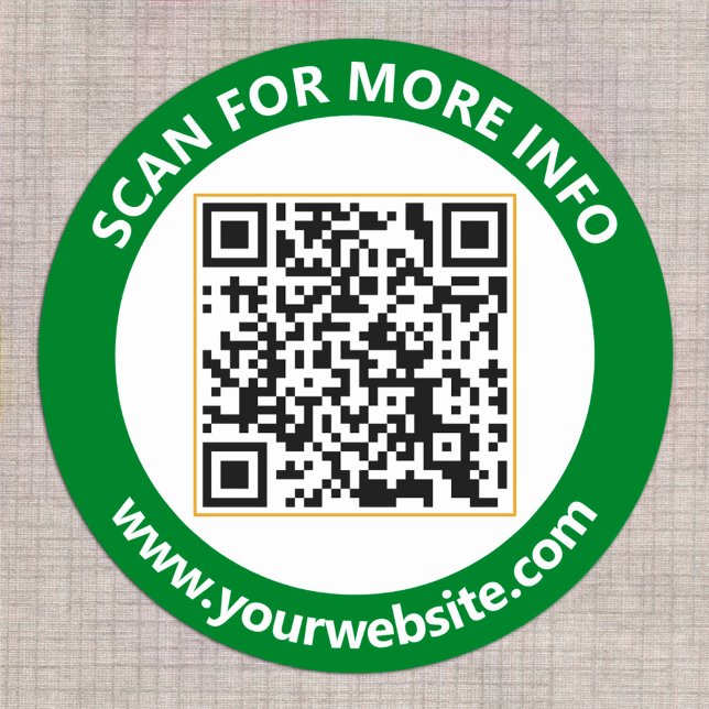 Moderner QR-Code personalisierter Text Forest Gree Runder Aufkleber (Von Creator hochgeladen)