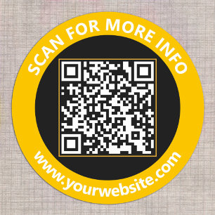 Moderner QR-Code personalisierter Text Gold Schwar Runder Aufkleber