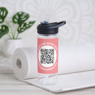 Moderner QR-Code, personalisierter Text, Rosa und  Trinkflasche