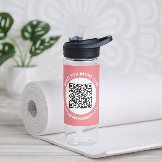 Moderner QR-Code, personalisierter Text, Rosa und  Trinkflasche (Yoga)