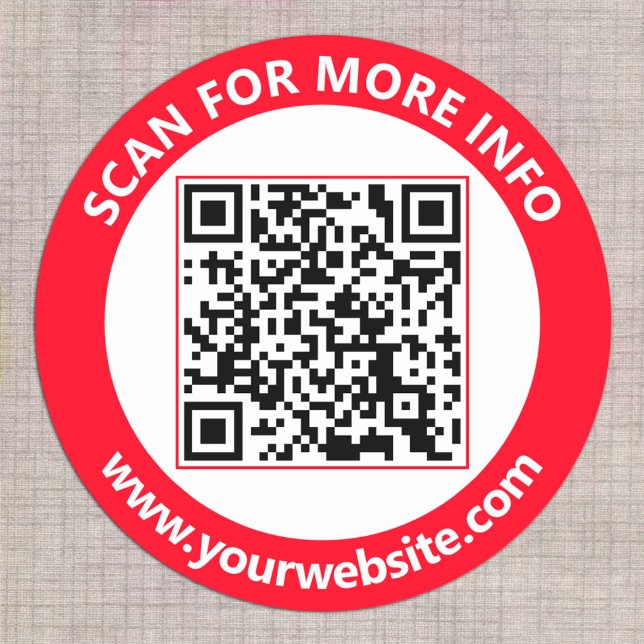 Moderner QR-Code personalisierter Text Rot Schwarz Runder Aufkleber (Von Creator hochgeladen)