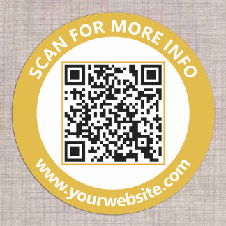 Moderner QR-Code personalisierter Text Schwarz-wei Runder Aufkleber