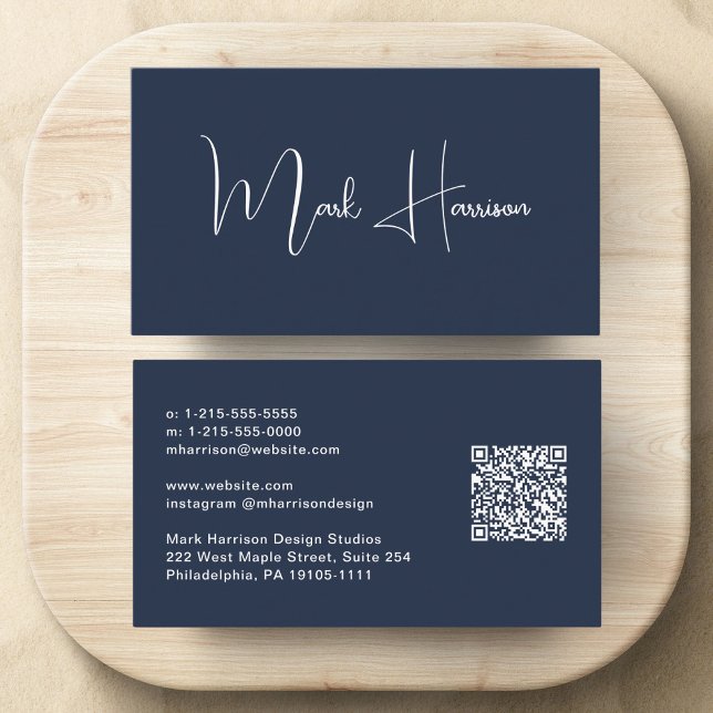 Moderner QR-Code Professional Blau Visitenkarte (Von Creator hochgeladen)