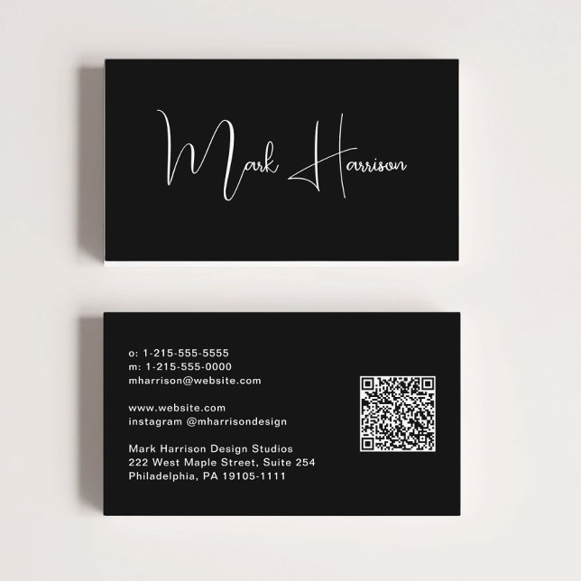 Moderner QR-Code Professional Schwarz Visitenkarte (Von Creator hochgeladen)