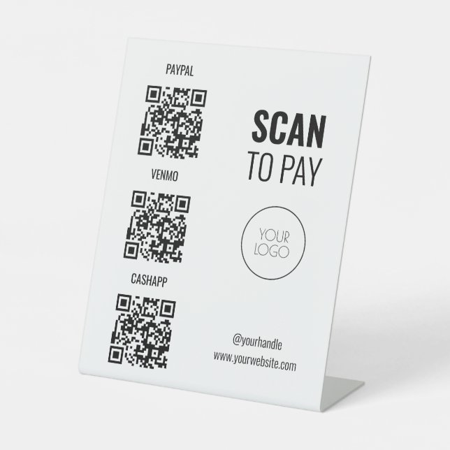Moderner QR Code Salon Scan to Pay Sockelschild (Vorderseite)