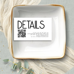 Moderner QR-Code Schwarz-weiße Hochzeitdetails Begleitkarte