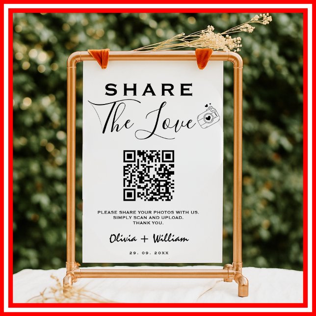 Moderner QR-Code | Teile die Liebe Hochzeitsschild Poster (Von Creator hochgeladen)
