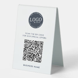 Moderner QR-Code und einfaches Business-Logo Tischaufsteller