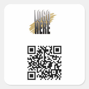 Moderner QR-Code und Firmenlogo Quadratischer Aufkleber