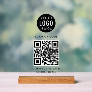 Moderner QR-Code und Minimalistische Geschäftslogo Acrylschild