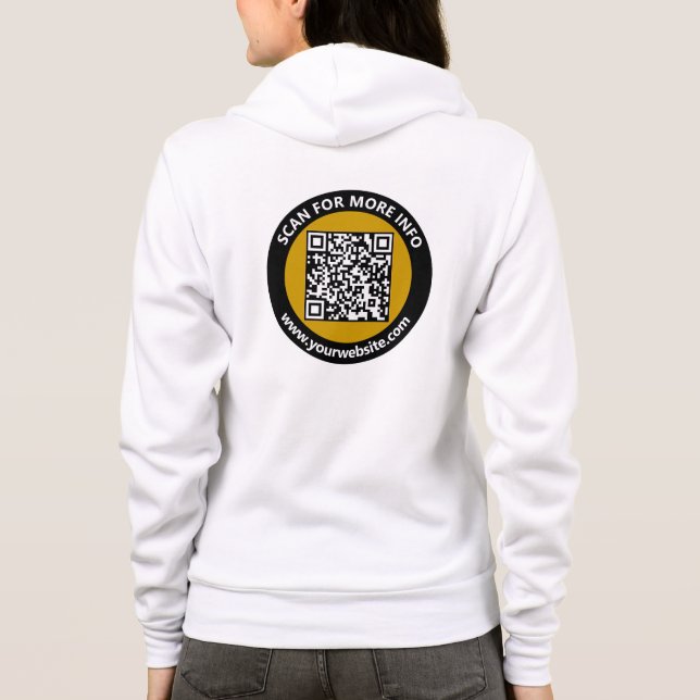 Moderner QR-Code weiß, Gold, schwarz / kundenspezi Hoodie (Rückseite)