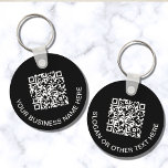 Moderner QR-Code Werbeschwarz Schlüsselanhänger<br><div class="desc">Moderner schwarzer Promotiontext für Ihr Unternehmen oder Ihre Organisation,  Fügen Sie Ihren QR-Code oder Ihr Logo und zwei Textzeilen,  wie Ihr Firmenname,  Slogan,  vielen Dank,  etc.,  in einfacher weißer Typografie hinzu.</div>