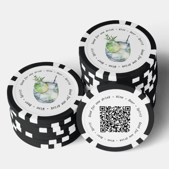 Moderner QR Gin Tonic Business Event Drink Gutsche Pokerchips (Stapel)