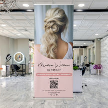 Moderner QR Hair Stylist Salon Pink