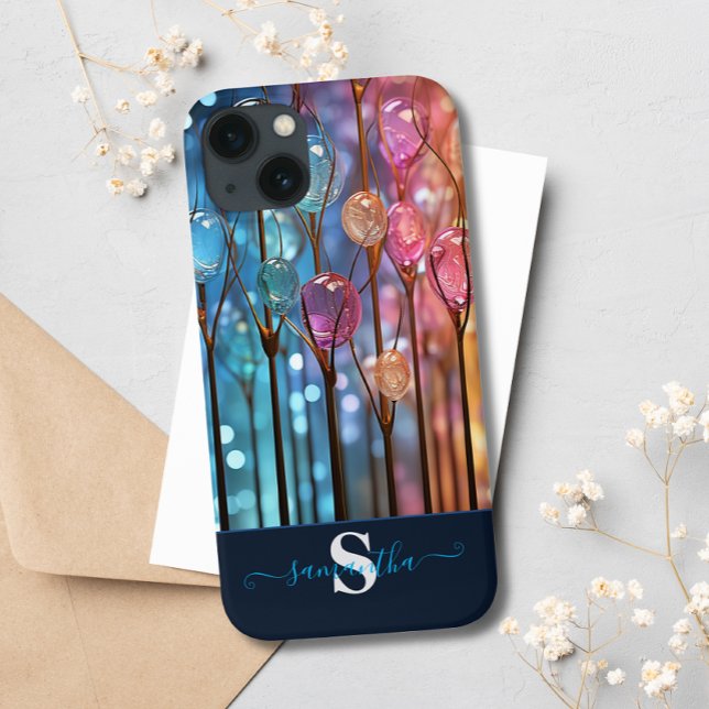 Moderner Rainbow-Glitzer Edelsteine Mit Monogramm Case-Mate iPhone Hülle (Von Creator hochgeladen)