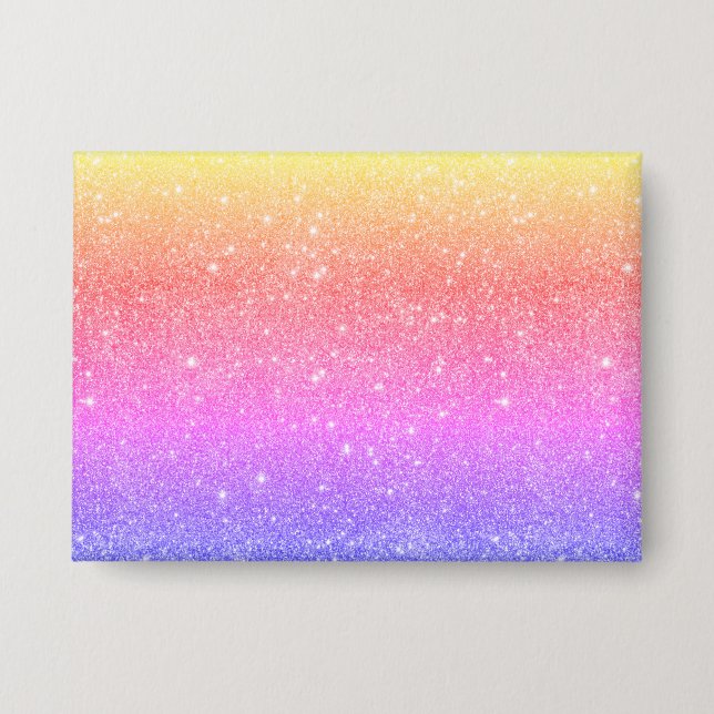 Moderner Rainbow Glitzer Glam Button (Vorderseite)