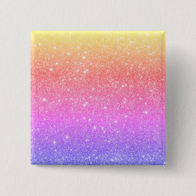 Moderner Rainbow Glitzer Glam Button (Vorderseite)