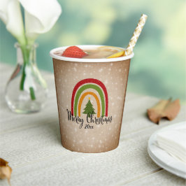 Moderner Rainbow Weihnachtsbaum 20xx Add Year Pappbecher