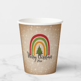 Moderner Rainbow Weihnachtsbaum 20xx Add Year Pappbecher