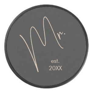 Moderner Raum   Beige + Schwarzes Skript Eishockey Puck