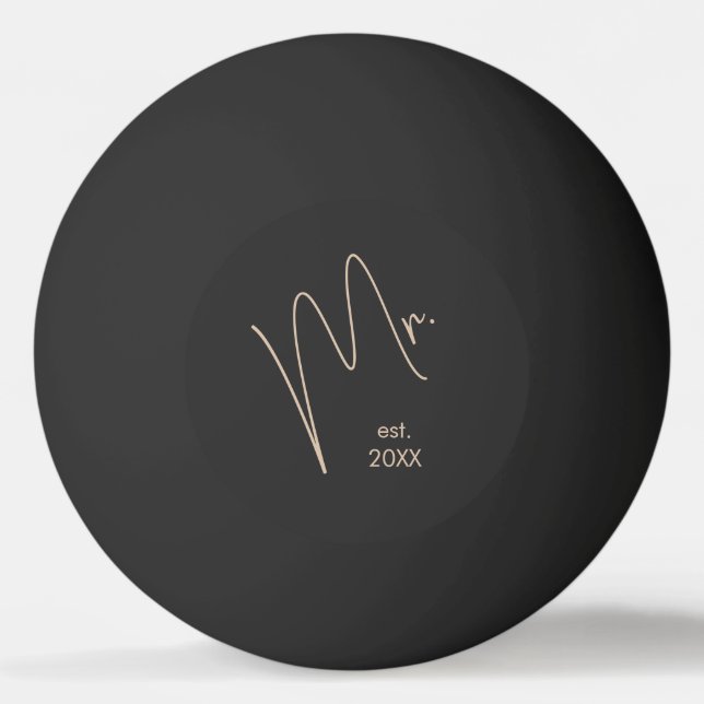 Moderner Raum | Beige + Schwarzes Skript Tischtennisball (Vorderseite)
