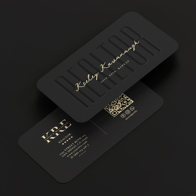 Moderner Realtor Monogram Black Real Anwesen Agent Visitenkarte (Modern Realtor Monogram Black Real Estate Agent Business Card
)