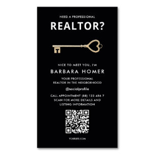 Moderner Realtor Real Anwesen Agent Ernennung QR Magnetische Visitenkarte