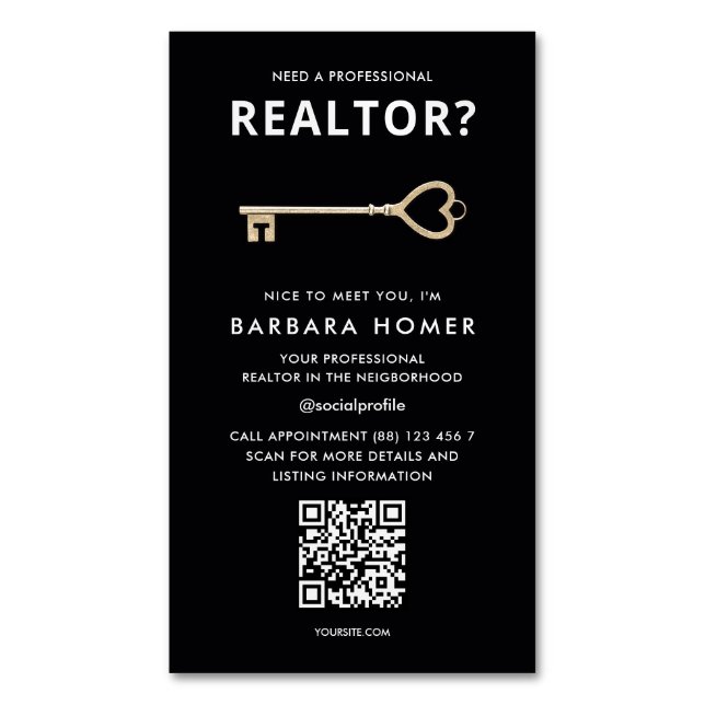 Moderner Realtor Real Anwesen Agent Ernennung QR Magnetische Visitenkarte (Vorderseite Vertikal)