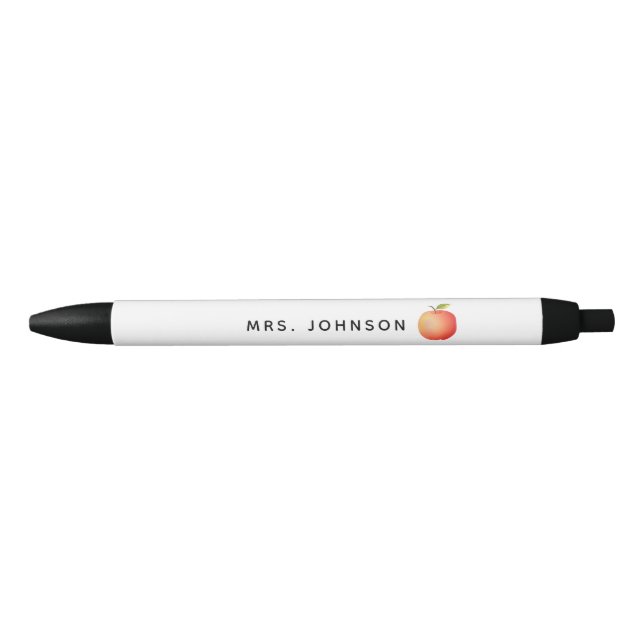 Moderner Red Apple Lehrer Mit Monogramm Kugelschreiber (Vorderseite)