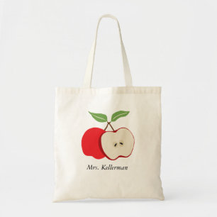 Moderner Red Apple mit Teachers Name Tote Bag Tragetasche