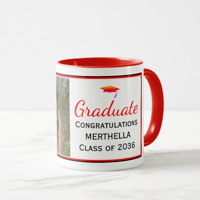 Moderner Red Foto Abschluss Tasse (VorderseiteRechts)