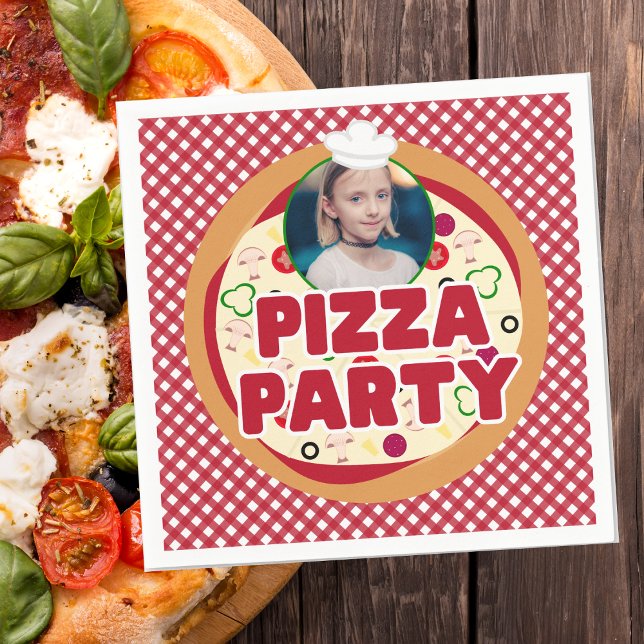 Moderner Red Pizza Party Kindergeburtstag Serviette (Von Creator hochgeladen)