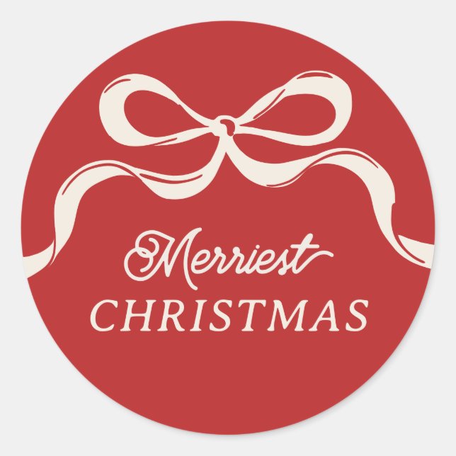 Moderner Red Retro Trendly Weihnachtsgebäck Urlaub Runder Aufkleber (Vorderseite)