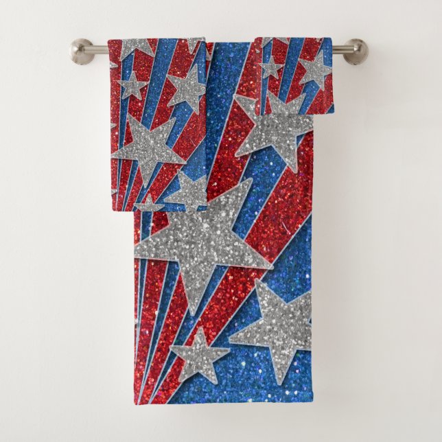 Moderner Red White Blue Glitzern Summer Beach Badhandtuch Set (Insitu)