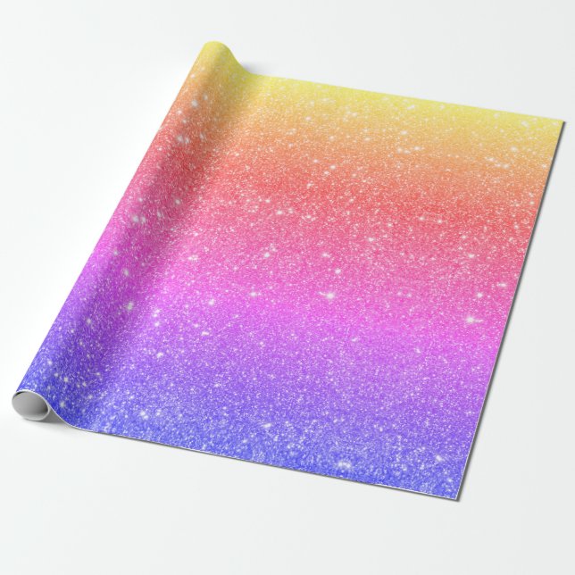 Moderner Regenbogen-Glitzer Geschenkpapier (Ungerollt)