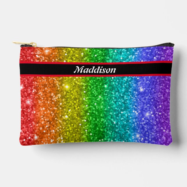 Moderner Regenbogen-Glitzer Stift und Toilette Zubehörtasche (Vorderseite)