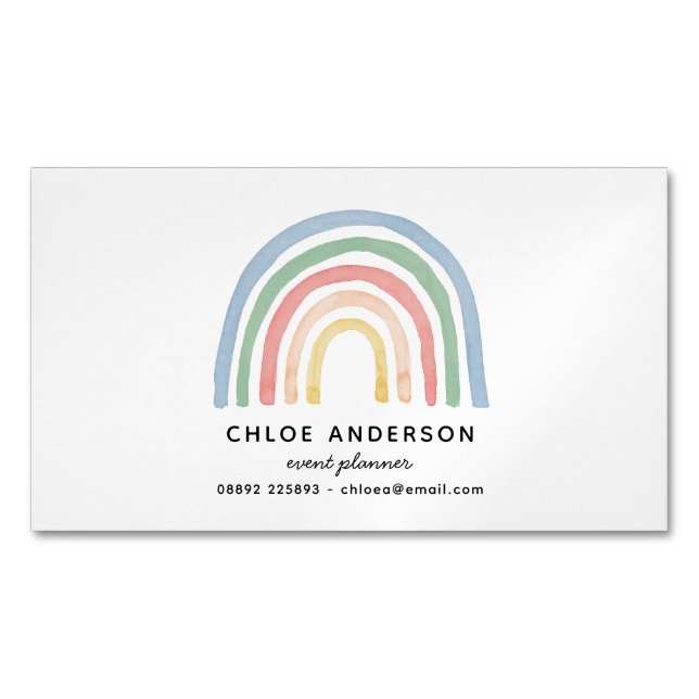 Moderner Regenbogen in Aquarellfarbe niedlich farb Magnetische Visitenkarte (Vorderseite)