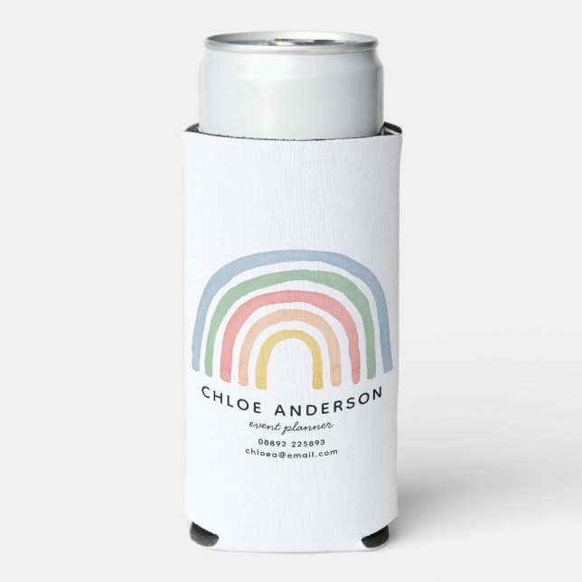 Moderner Regenbogen in Aquarellfarbe niedlich farb Selters Dosenkühler (Seltzer Vorderseite)