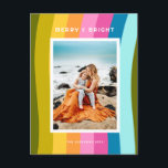 Moderner Regenbogen Merry und Bright Vertikal Feiertagspostkarte<br><div class="desc">Merry and Bright Modern Rainbow Christmas Design Vertikal</div>